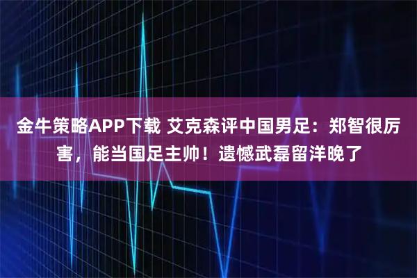 金牛策略APP下载 艾克森评中国男足：郑智很厉害，能当国足主帅！遗憾武磊留洋晚了