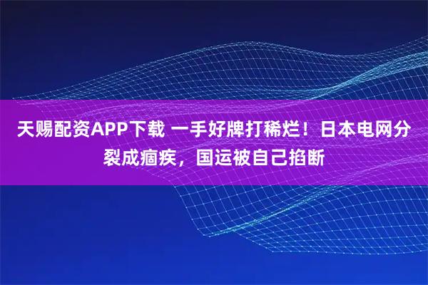 天赐配资APP下载 一手好牌打稀烂！日本电网分裂成痼疾，国运被自己掐断